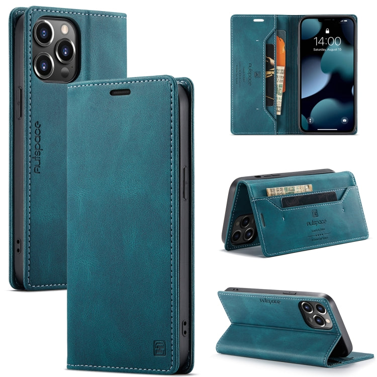 For iPhone 13 Pro AutSpace A01 Retro Skin-feel Crazy Horse Texture Horizontal Flip Leather Case with Holder & Card Slots & Wallet & RFID