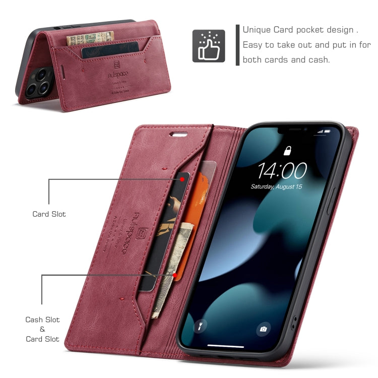 For iPhone 13 Pro AutSpace A01 Retro Skin-feel Crazy Horse Texture Horizontal Flip Leather Case with Holder & Card Slots & Wallet & RFID