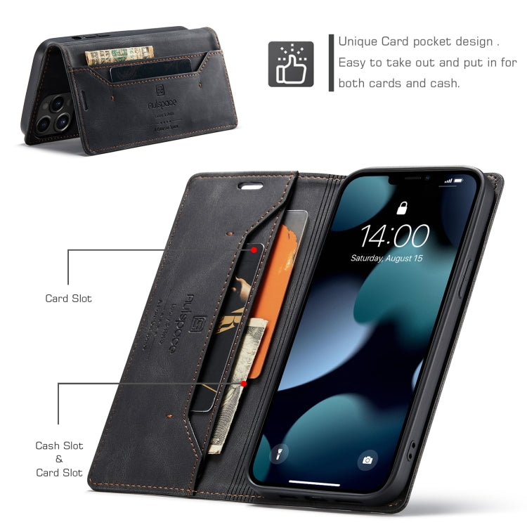 For iPhone 13 Pro Max AutSpace A01 Retro Skin-feel Crazy Horse Texture Horizontal Flip Leather Case with Holder & Card Slots & Wallet & RFID