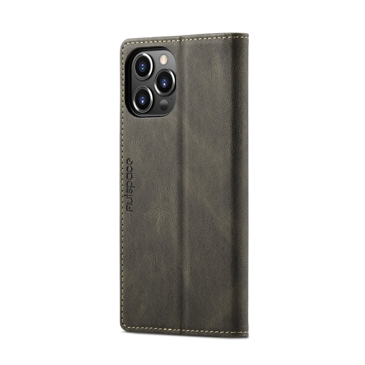 For iPhone 13 Pro Max AutSpace A01 Retro Skin-feel Crazy Horse Texture Horizontal Flip Leather Case with Holder & Card Slots & Wallet & RFID