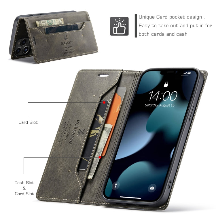 For iPhone 13 Pro Max AutSpace A01 Retro Skin-feel Crazy Horse Texture Horizontal Flip Leather Case with Holder & Card Slots & Wallet & RFID