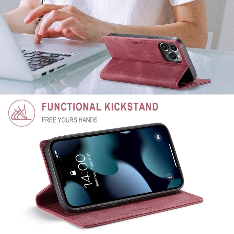 For iPhone 13 Pro Max AutSpace A01 Retro Skin-feel Crazy Horse Texture Horizontal Flip Leather Case with Holder & Card Slots & Wallet & RFID