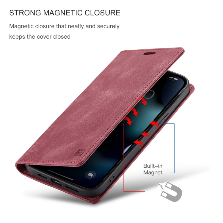 For iPhone 13 Pro Max AutSpace A01 Retro Skin-feel Crazy Horse Texture Horizontal Flip Leather Case with Holder & Card Slots & Wallet & RFID