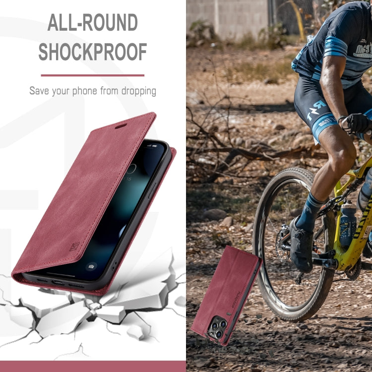 For iPhone 13 Pro Max AutSpace A01 Retro Skin-feel Crazy Horse Texture Horizontal Flip Leather Case with Holder & Card Slots & Wallet & RFID