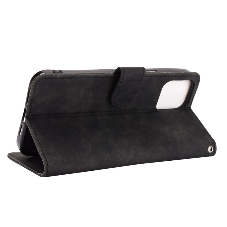 For iPhone 13 Pro Max Solid Color Skin Feel Magnetic Buckle Horizontal Flip Calf Texture PU Leather Case with Holder & Card Slots & Wallet
