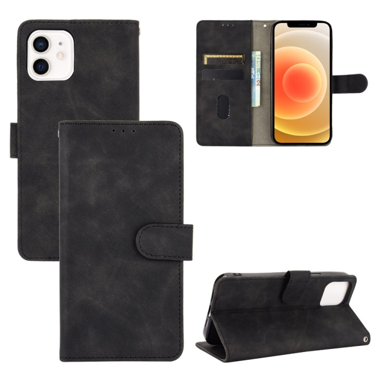 For iPhone 13 Solid Color Skin Feel Magnetic Buckle Horizontal Flip Calf Texture PU Leather Case with Holder & Card Slots & Wallet