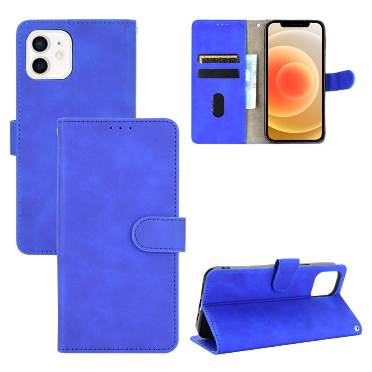 For iPhone 13 Solid Color Skin Feel Magnetic Buckle Horizontal Flip Calf Texture PU Leather Case with Holder & Card Slots & Wallet