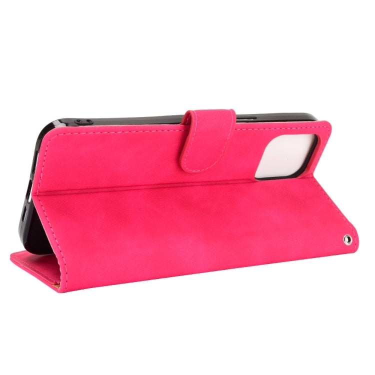 For iPhone 13 Solid Color Skin Feel Magnetic Buckle Horizontal Flip Calf Texture PU Leather Case with Holder & Card Slots & Wallet