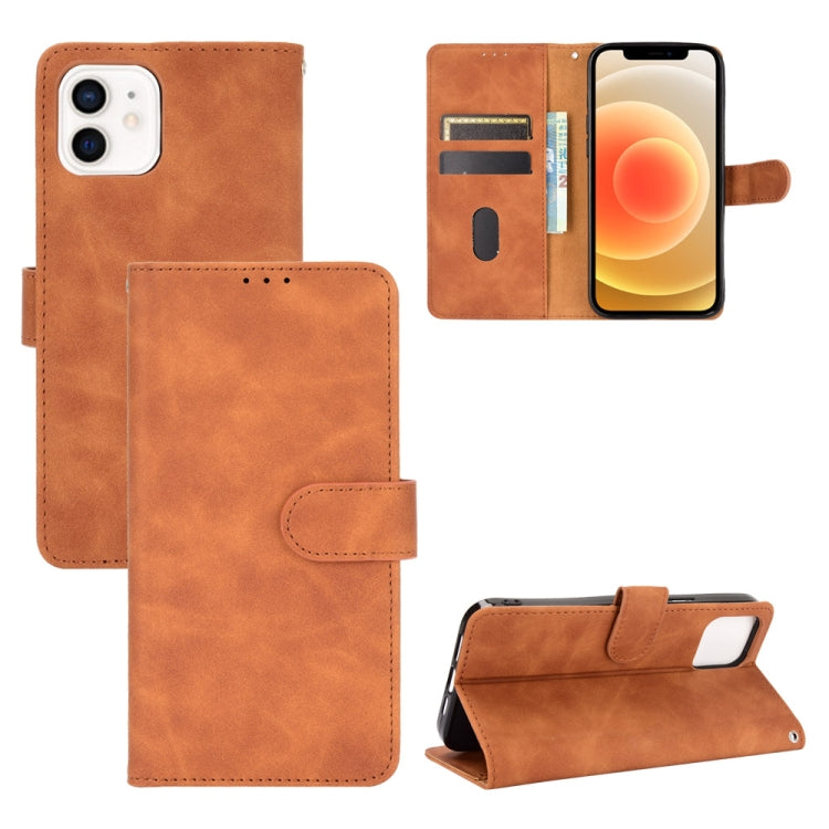 For iPhone 13 Solid Color Skin Feel Magnetic Buckle Horizontal Flip Calf Texture PU Leather Case with Holder & Card Slots & Wallet