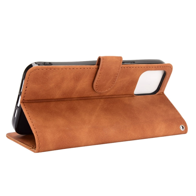 For iPhone 13 Solid Color Skin Feel Magnetic Buckle Horizontal Flip Calf Texture PU Leather Case with Holder & Card Slots & Wallet