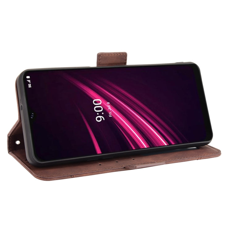 For T-Mobile REVVL V+ 5G Skin Feel Calf Pattern Horizontal Flip Leather Case with Holder & Card Slots & Photo Frame