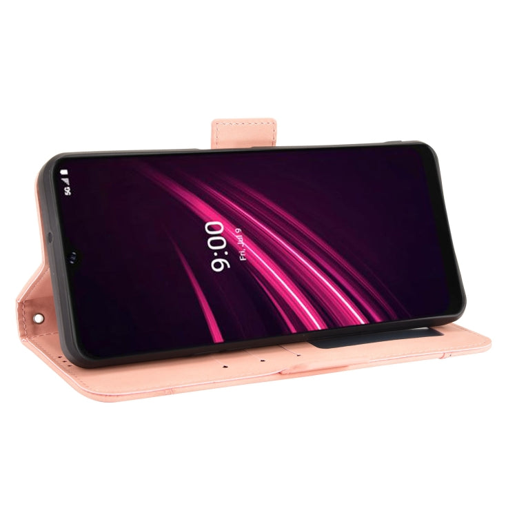 For T-Mobile REVVL V+ 5G Skin Feel Calf Pattern Horizontal Flip Leather Case with Holder & Card Slots & Photo Frame