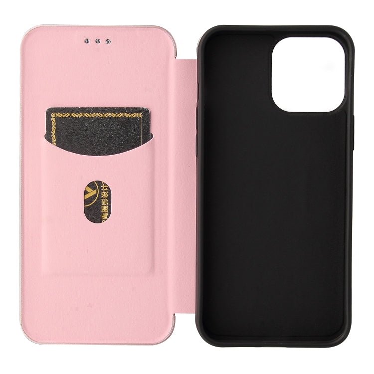 For iPhone 13 Pro Max Carbon Fiber Texture Horizontal Flip TPU + PC + PU Leather Case with Card Slot