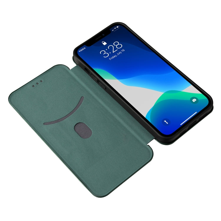 For iPhone 13 Pro Max Carbon Fiber Texture Horizontal Flip TPU + PC + PU Leather Case with Card Slot