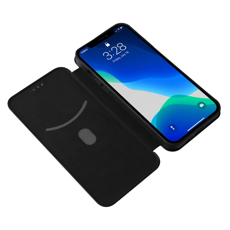 For iPhone 13 Pro Max Carbon Fiber Texture Horizontal Flip TPU + PC + PU Leather Case with Card Slot