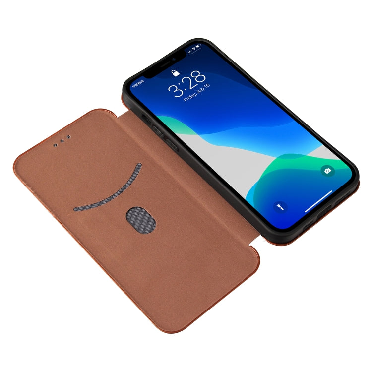 For iPhone 13 Pro Carbon Fiber Texture Horizontal Flip TPU + PC + PU Leather Case with Card Slot