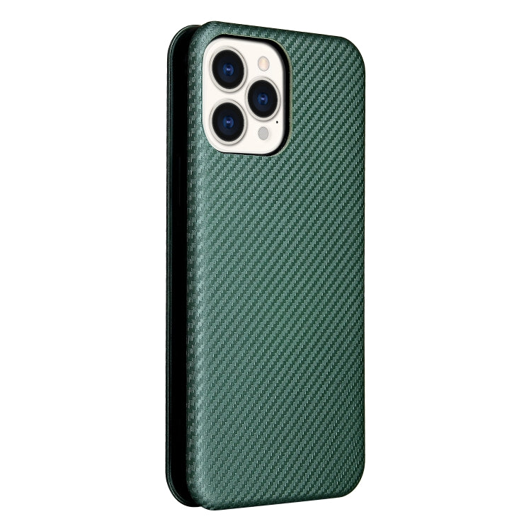 For iPhone 13 Pro Carbon Fiber Texture Horizontal Flip TPU + PC + PU Leather Case with Card Slot