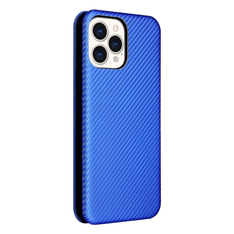 For iPhone 13 Carbon Fiber Texture Horizontal Flip TPU + PC + PU Leather Case with Card Slot