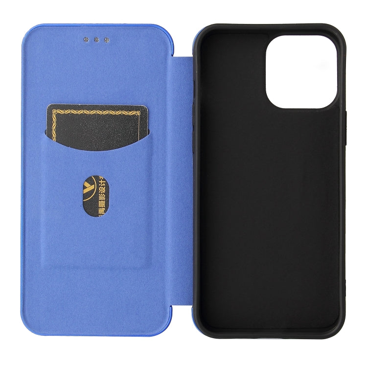 For iPhone 13 Carbon Fiber Texture Horizontal Flip TPU + PC + PU Leather Case with Card Slot