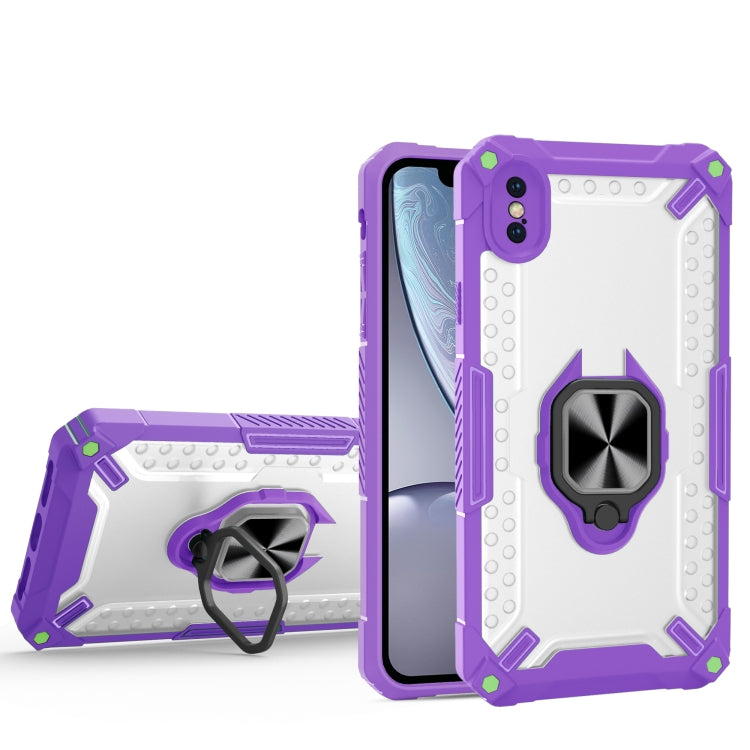 For iPhone X / XS Matte TPU + PC Magnetic Shockproof Case with Ring Holder