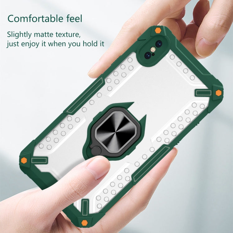 For iPhone XS Max Matte TPU + PC Magnetic Shockproof Case with Ring Holder