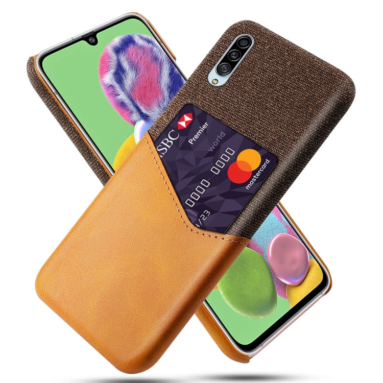 For Samsung Galaxy A90 5G Cloth Texture PC + PU Leather Back Cover Shockproof Case with Card Slot