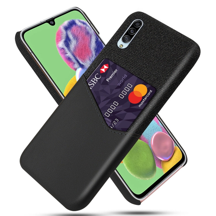 For Samsung Galaxy A90 5G Cloth Texture PC + PU Leather Back Cover Shockproof Case with Card Slot
