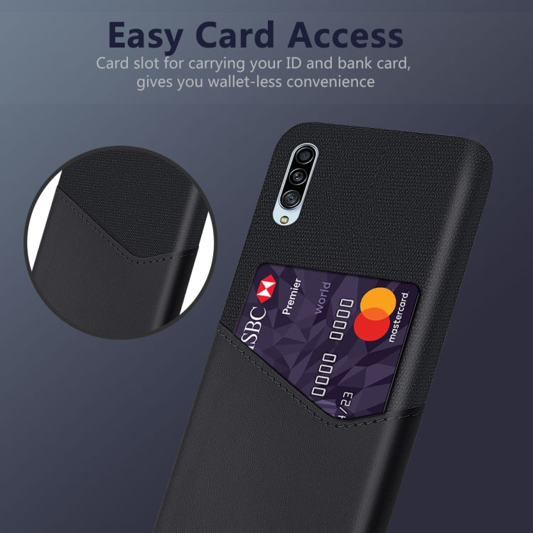 For Samsung Galaxy A90 5G Cloth Texture PC + PU Leather Back Cover Shockproof Case with Card Slot
