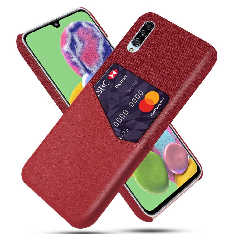 For Samsung Galaxy A90 5G Cloth Texture PC + PU Leather Back Cover Shockproof Case with Card Slot