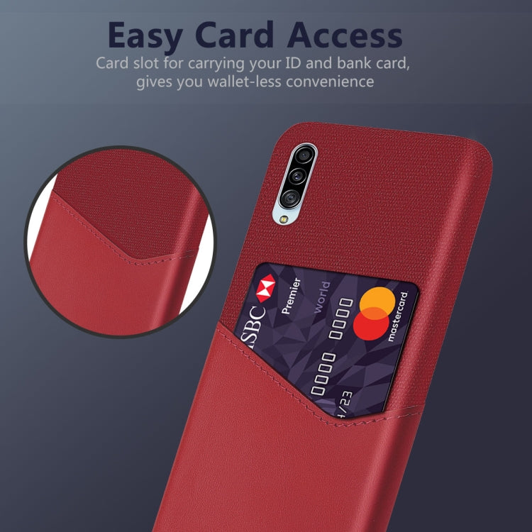 For Samsung Galaxy A90 5G Cloth Texture PC + PU Leather Back Cover Shockproof Case with Card Slot