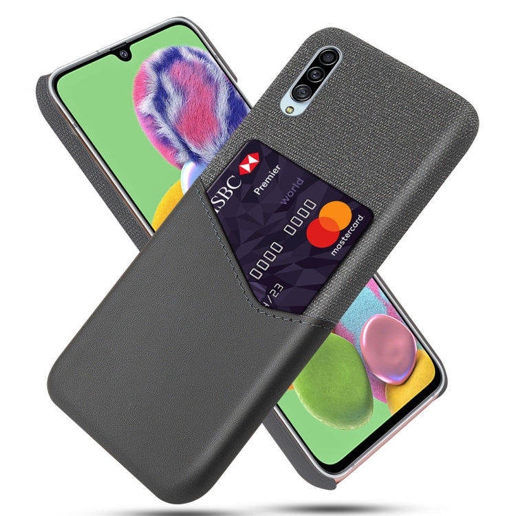For Samsung Galaxy A90 5G Cloth Texture PC + PU Leather Back Cover Shockproof Case with Card Slot