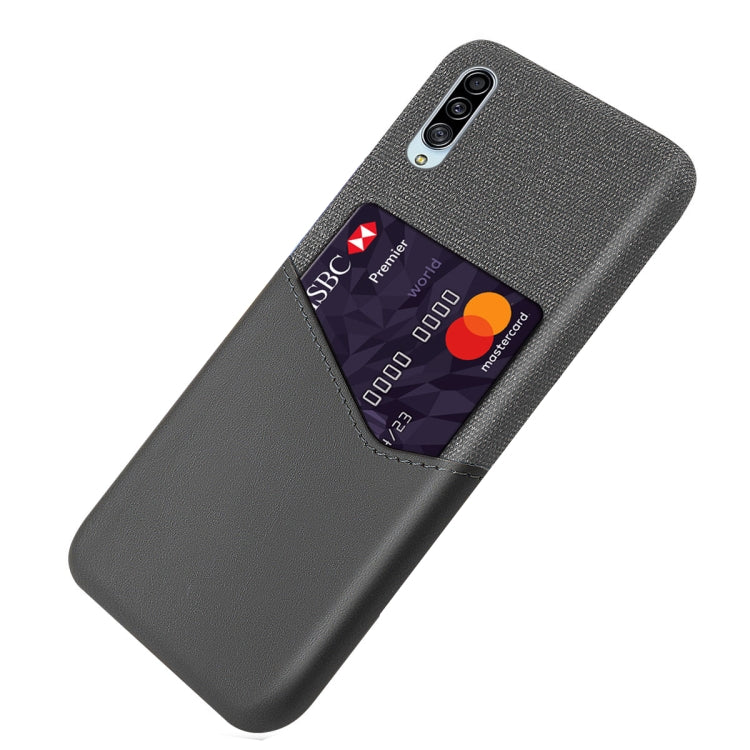 For Samsung Galaxy A90 5G Cloth Texture PC + PU Leather Back Cover Shockproof Case with Card Slot
