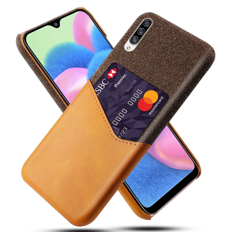 For Samsung Galaxy A30s Cloth Texture PC + PU Leather Back Cover Shockproof Case with Card Slot