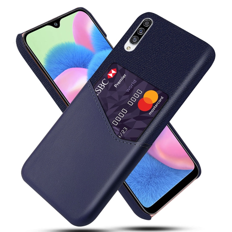 For Samsung Galaxy A30s Cloth Texture PC + PU Leather Back Cover Shockproof Case with Card Slot
