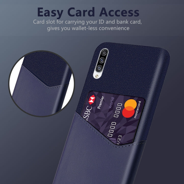 For Samsung Galaxy A30s Cloth Texture PC + PU Leather Back Cover Shockproof Case with Card Slot