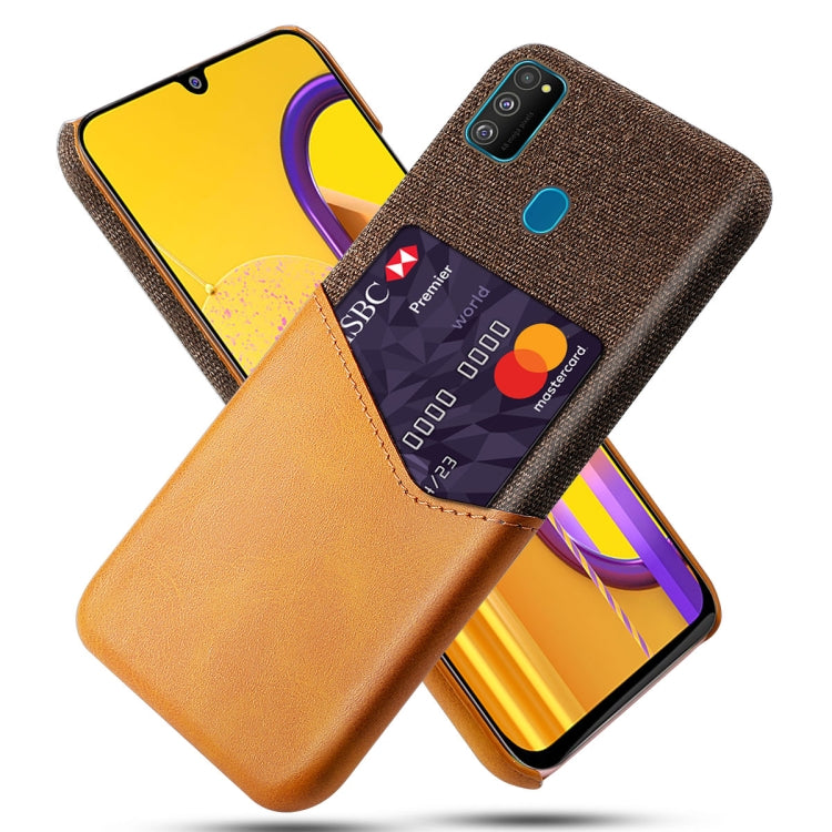For Samsung Galaxy M30s Cloth Texture PC + PU Leather Back Cover Shockproof Case with Card Slot