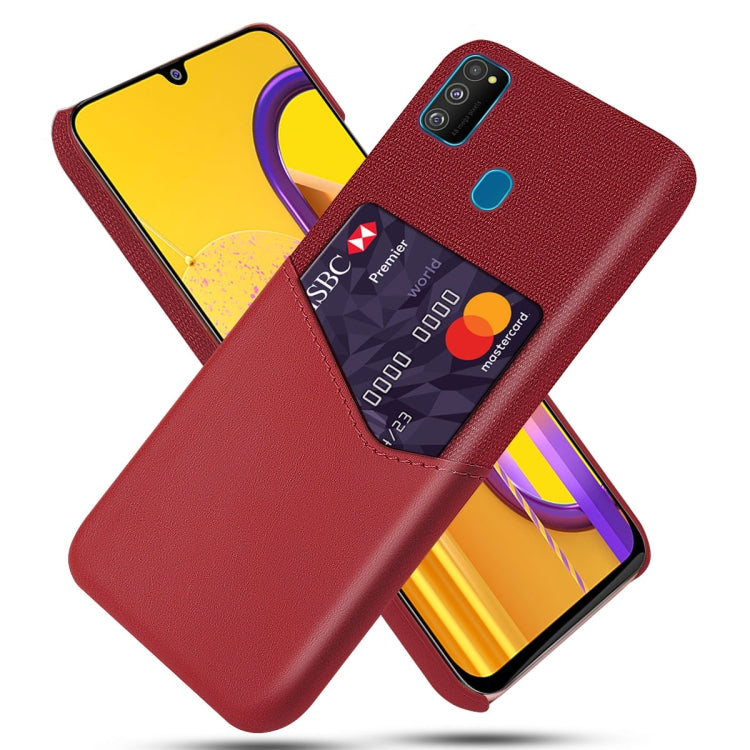 For Samsung Galaxy M30s Cloth Texture PC + PU Leather Back Cover Shockproof Case with Card Slot