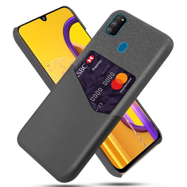 For Samsung Galaxy M30s Cloth Texture PC + PU Leather Back Cover Shockproof Case with Card Slot