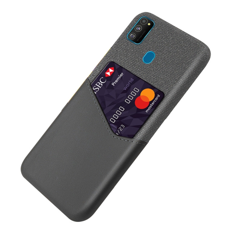For Samsung Galaxy M30s Cloth Texture PC + PU Leather Back Cover Shockproof Case with Card Slot