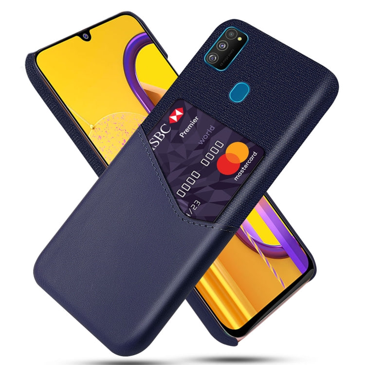 For Samsung Galaxy M30s Cloth Texture PC + PU Leather Back Cover Shockproof Case with Card Slot
