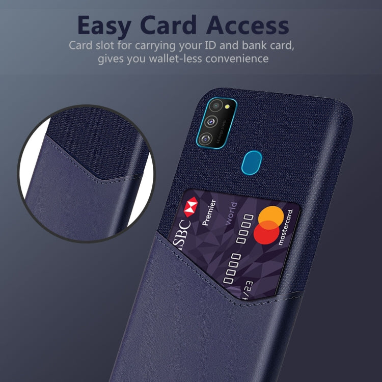 For Samsung Galaxy M30s Cloth Texture PC + PU Leather Back Cover Shockproof Case with Card Slot