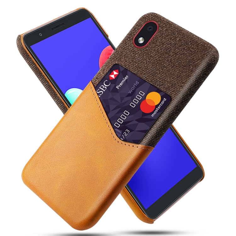 For Samsung Galaxy A01 Core Cloth Texture PC + PU Leather Back Cover Shockproof Case with Card Slot