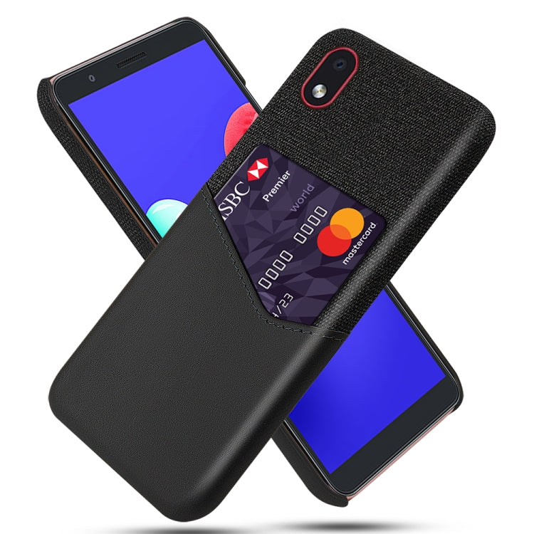 For Samsung Galaxy A01 Core Cloth Texture PC + PU Leather Back Cover Shockproof Case with Card Slot