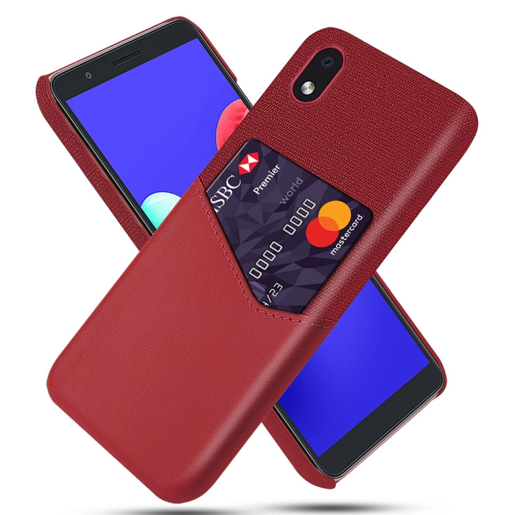 For Samsung Galaxy A01 Core Cloth Texture PC + PU Leather Back Cover Shockproof Case with Card Slot