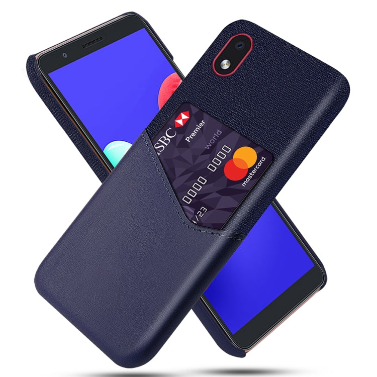 For Samsung Galaxy A01 Core Cloth Texture PC + PU Leather Back Cover Shockproof Case with Card Slot