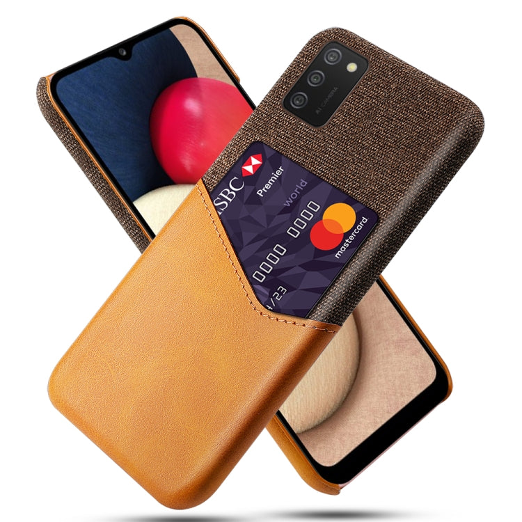 For Samsung Galaxy A02s Cloth Texture PC + PU Leather Back Cover Shockproof Case with Card Slot