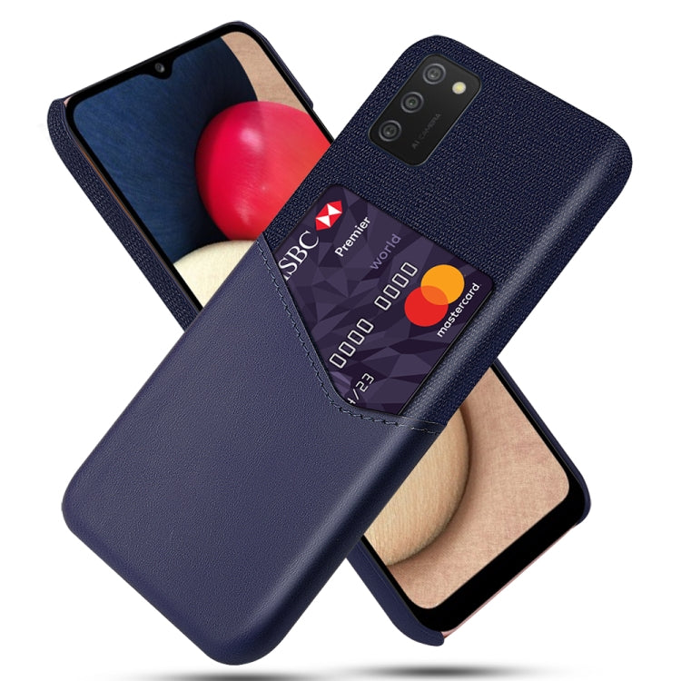 For Samsung Galaxy A02s Cloth Texture PC + PU Leather Back Cover Shockproof Case with Card Slot
