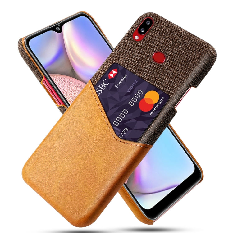 For Samsung Galaxy A10s Cloth Texture PC + PU Leather Back Cover Shockproof Case with Card Slot