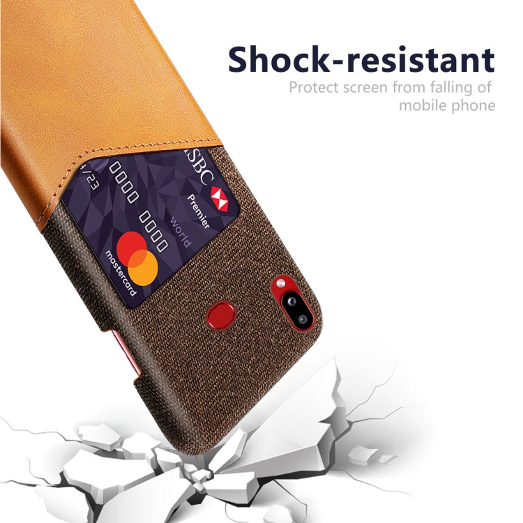 For Samsung Galaxy A10s Cloth Texture PC + PU Leather Back Cover Shockproof Case with Card Slot