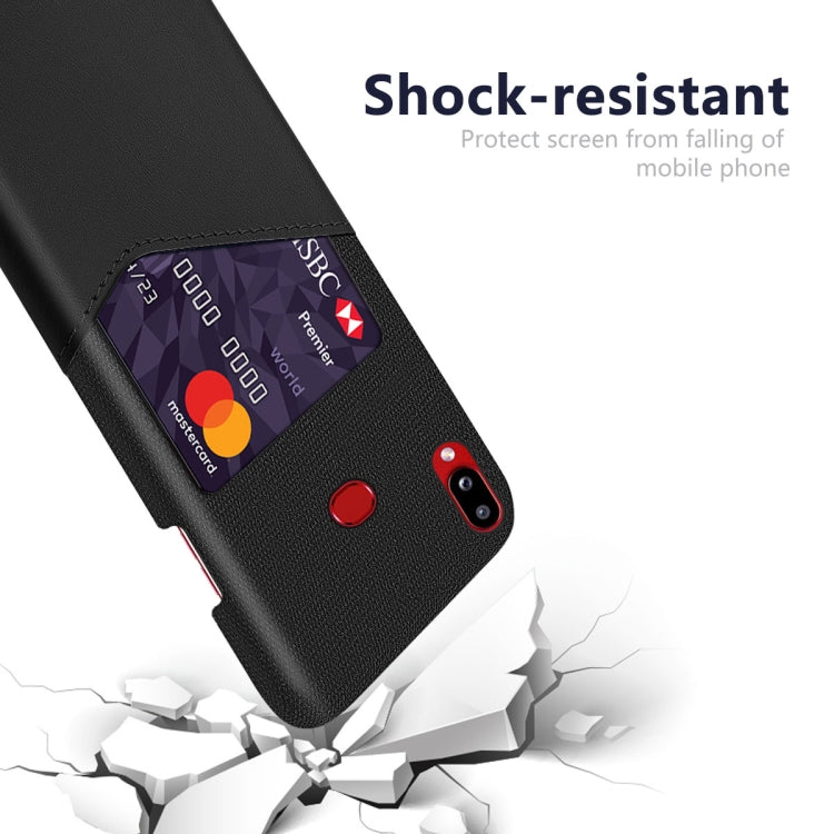 For Samsung Galaxy A10s Cloth Texture PC + PU Leather Back Cover Shockproof Case with Card Slot